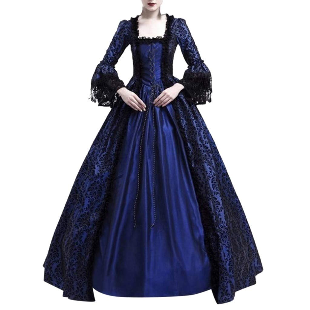 Vintage Medieval Renaissance Long Dress for Women - Gothic Corset Off Shoulder Slash Neck Patchwork Costume | Perfect for Halloween, Cosplay, Renaissance Fairs & Themed Parties