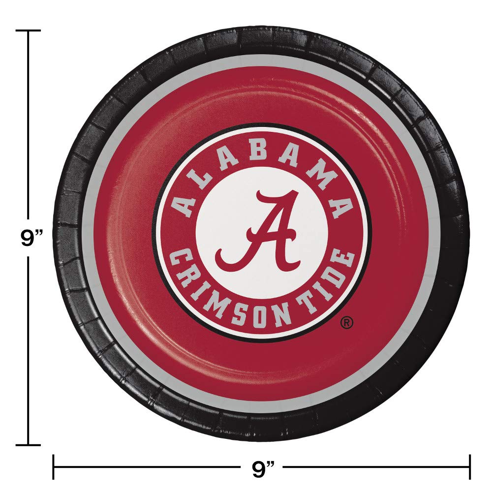 University of Alabama Crimson Tide 10-Inch Paper Plates, 24 Count - Bama Themed Party Supplies for Game Day, Tailgating & College Dorm Decor