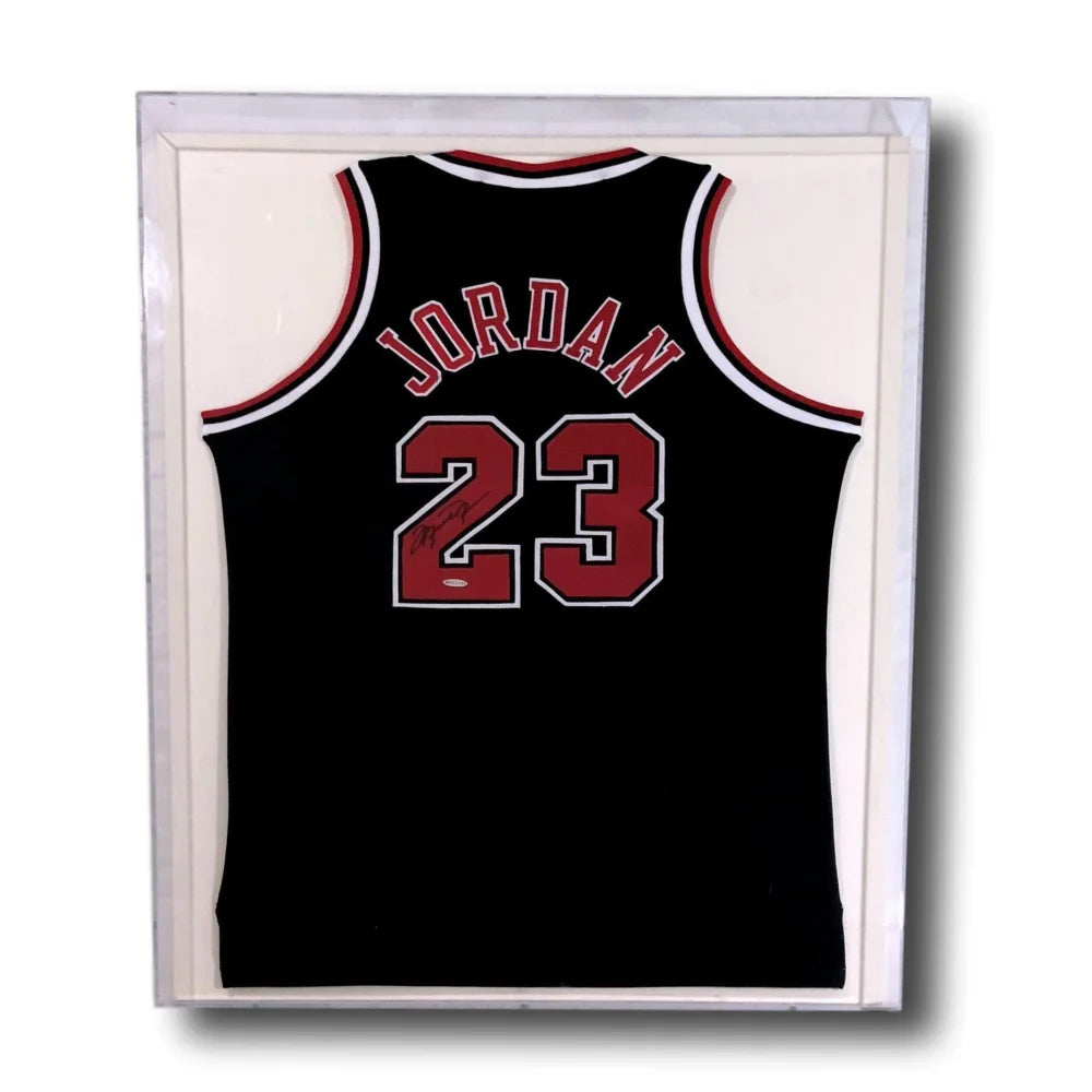 Authentic Michael Jordan Signed Chicago Bulls Black Jersey - Framed with UDA COA - #23 Autograph - Perfect for Sports Memorabilia Collectors & Man Cave Decor