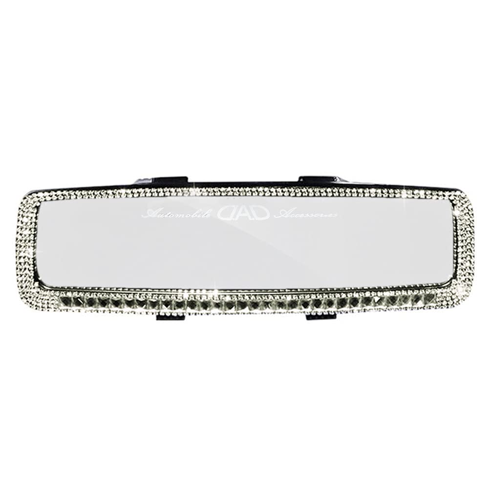 Bling Rhinestone Car Rear View Mirror Cover - Crystal Diamond Auto Interior Accessories for Women - Universal Fit for Car, Truck & SUV - Silver | Stylish Upgrade for Daily Commute & Road Trips