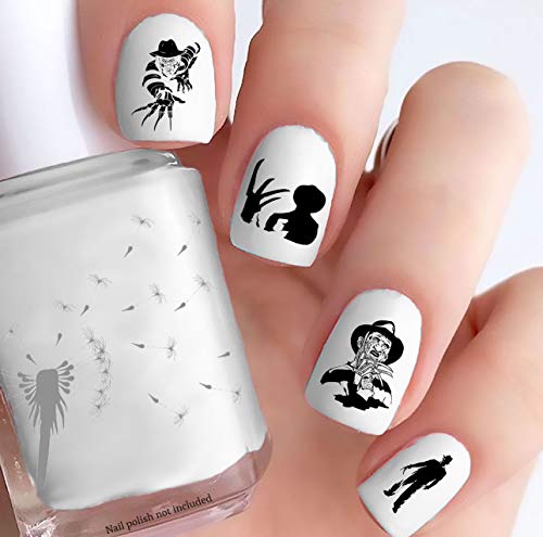 Classic Horror Style Nail Decals Vol VI - Clear Vinyl Nail Stickers (Cut, Peel & Stick) for Halloween, Cosplay & Gothic Nail Art