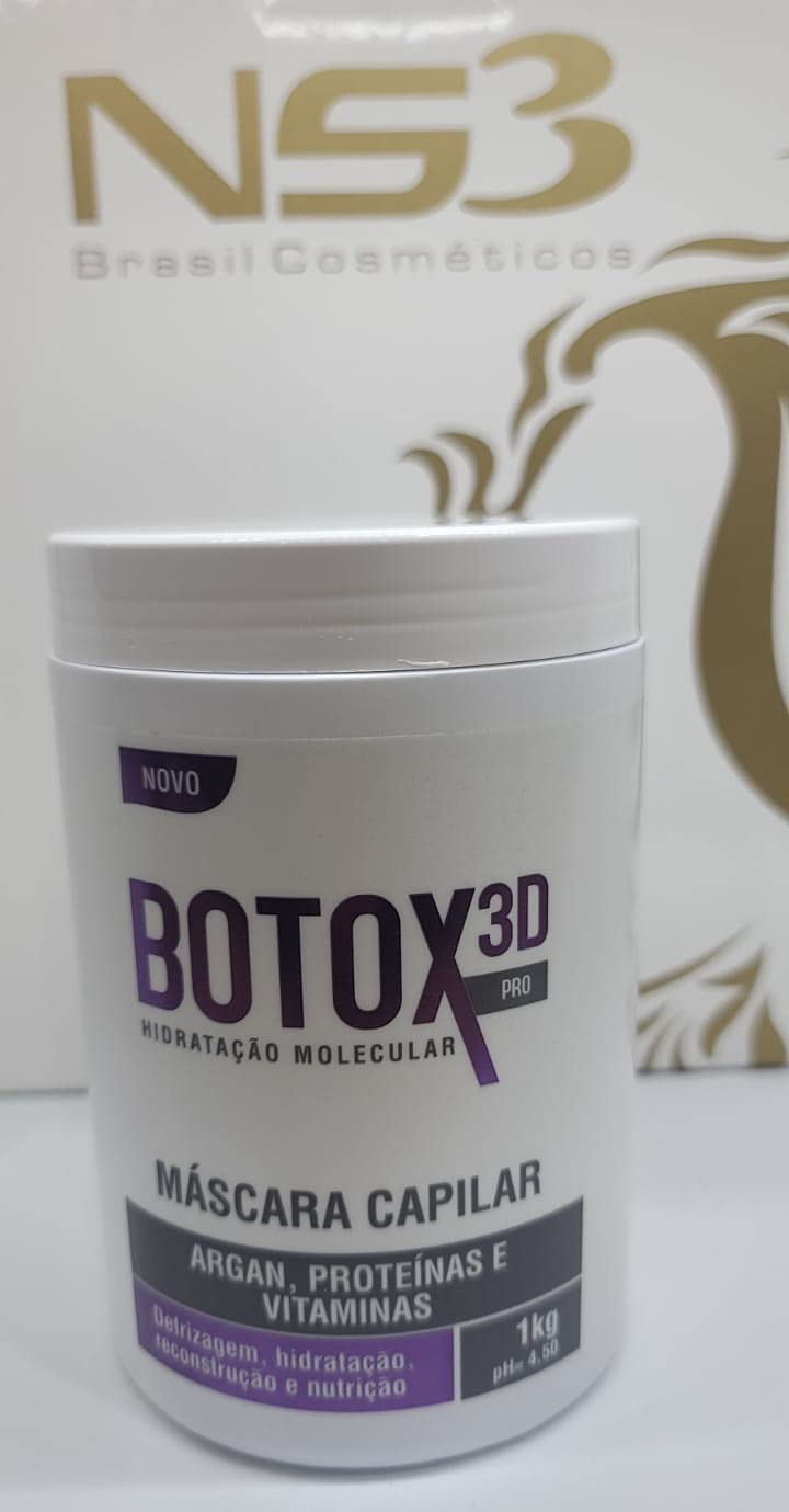 NS3 Brasil Cosmetics Botox 3D Pro Hair Mask Treatment 35.3oz - Deep Conditioning for Frizz Control, Volume Reduction & Extreme Shine | Purple Hair Botox Mask for Smooth, Wavy Hair | Perfect for Damaged, Dry or Chemically Treated Hair at Home Salon Treatments