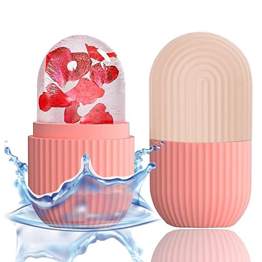 GUBB Ice Roller for Face, Eyes & Neck - Reusable Silicone Facial Massager for Skin Tightening & Glow | Reduce Puffiness & Dark Circles | Perfect for Morning Routine & Post-Workout Recovery (Pink)