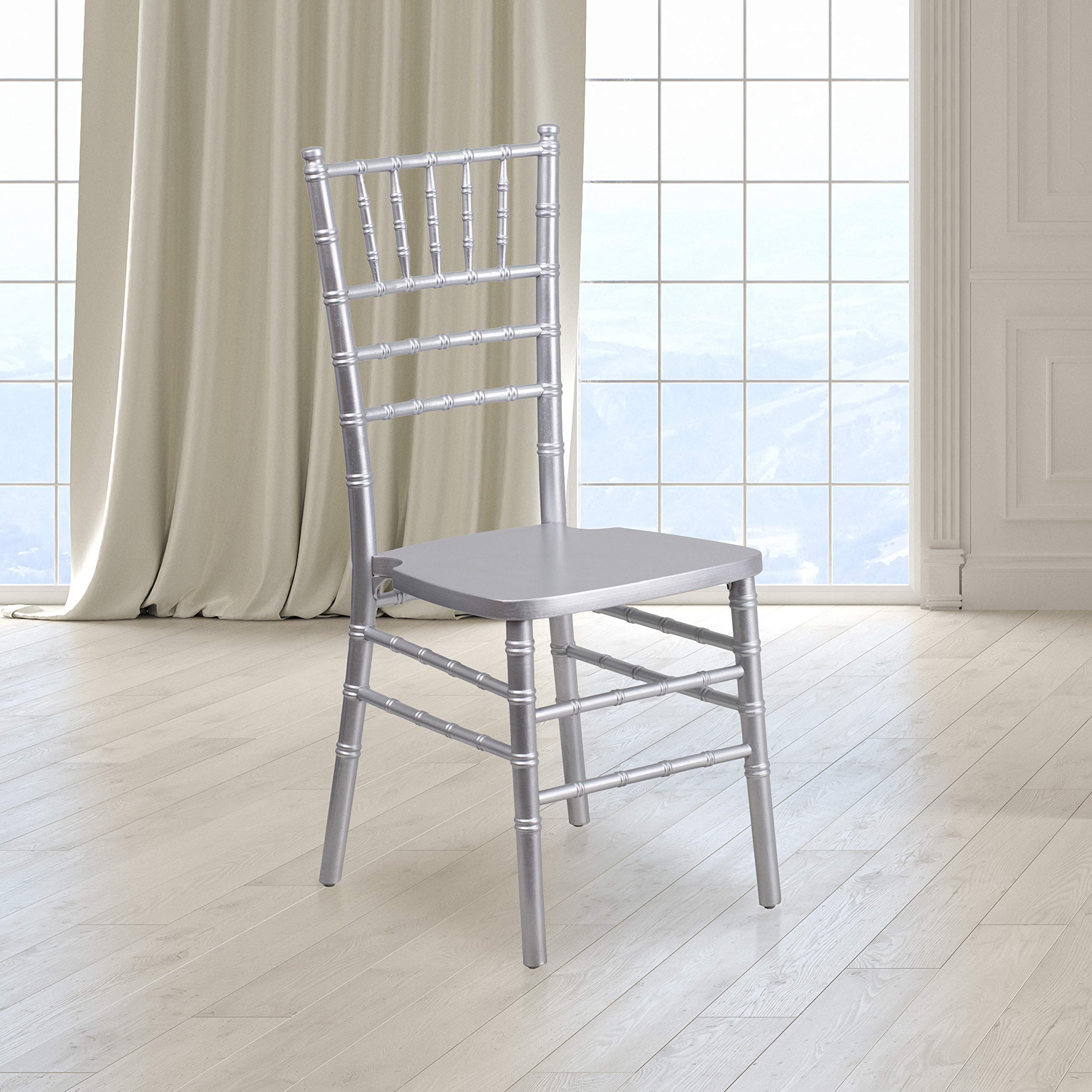 Flash Furniture 2-Pack HERCULES Series Silver Wood Chiavari Chairs - Elegant Event & Wedding Seating for Banquets, Parties & Home Decor