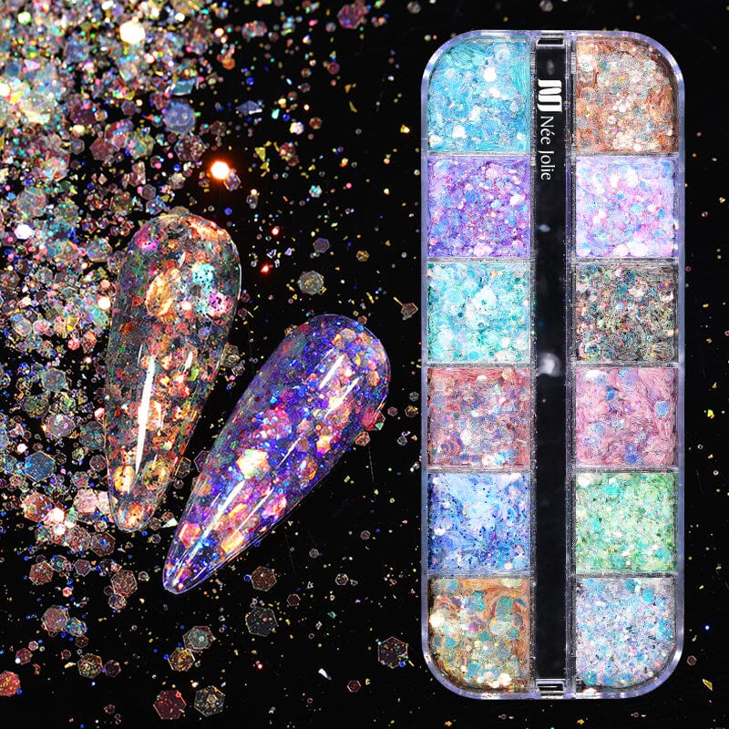 NEE JOLIE Nail Glitter - Premium Cosmetic Glitter for Nail Art, Manicure & Pedicure | Long-Lasting Shine for DIY Nails, Salon Use & Special Occasions