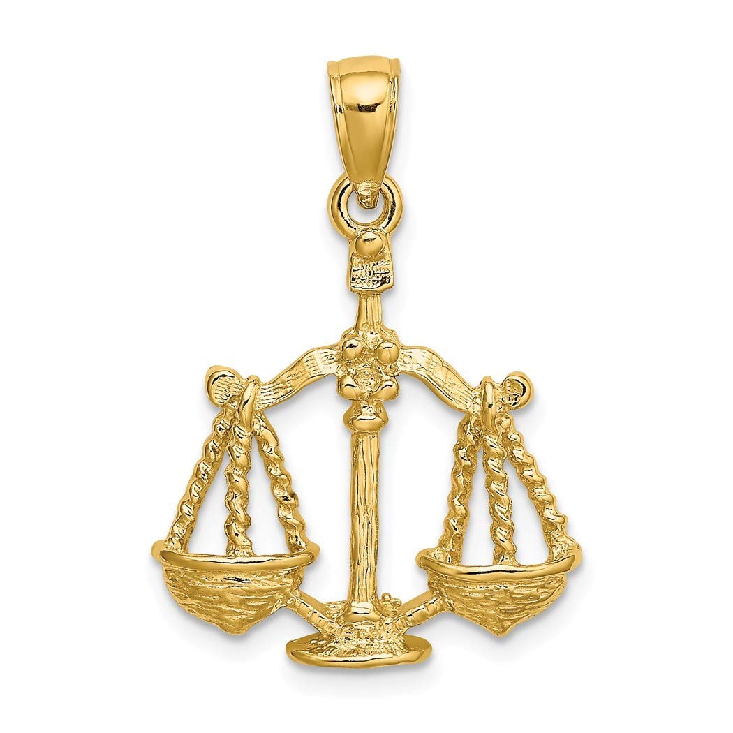 14K Solid Gold Libra Zodiac Pendant Necklace for Women - Textured & Polished Zodiac Jewelry Gift - Perfect for Birthdays, Anniversaries & Everyday Elegance