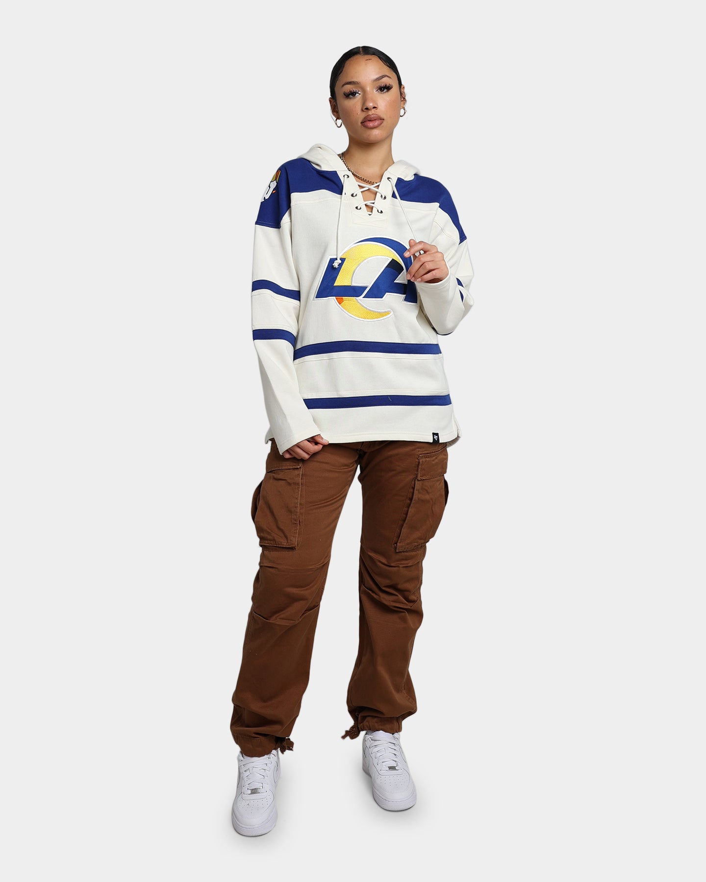 47 Brand Los Angeles Rams Superior Lacer Hoodie - Cream - NFL Fan Apparel for Men & Women - Perfect for Game Day & Casual Wear