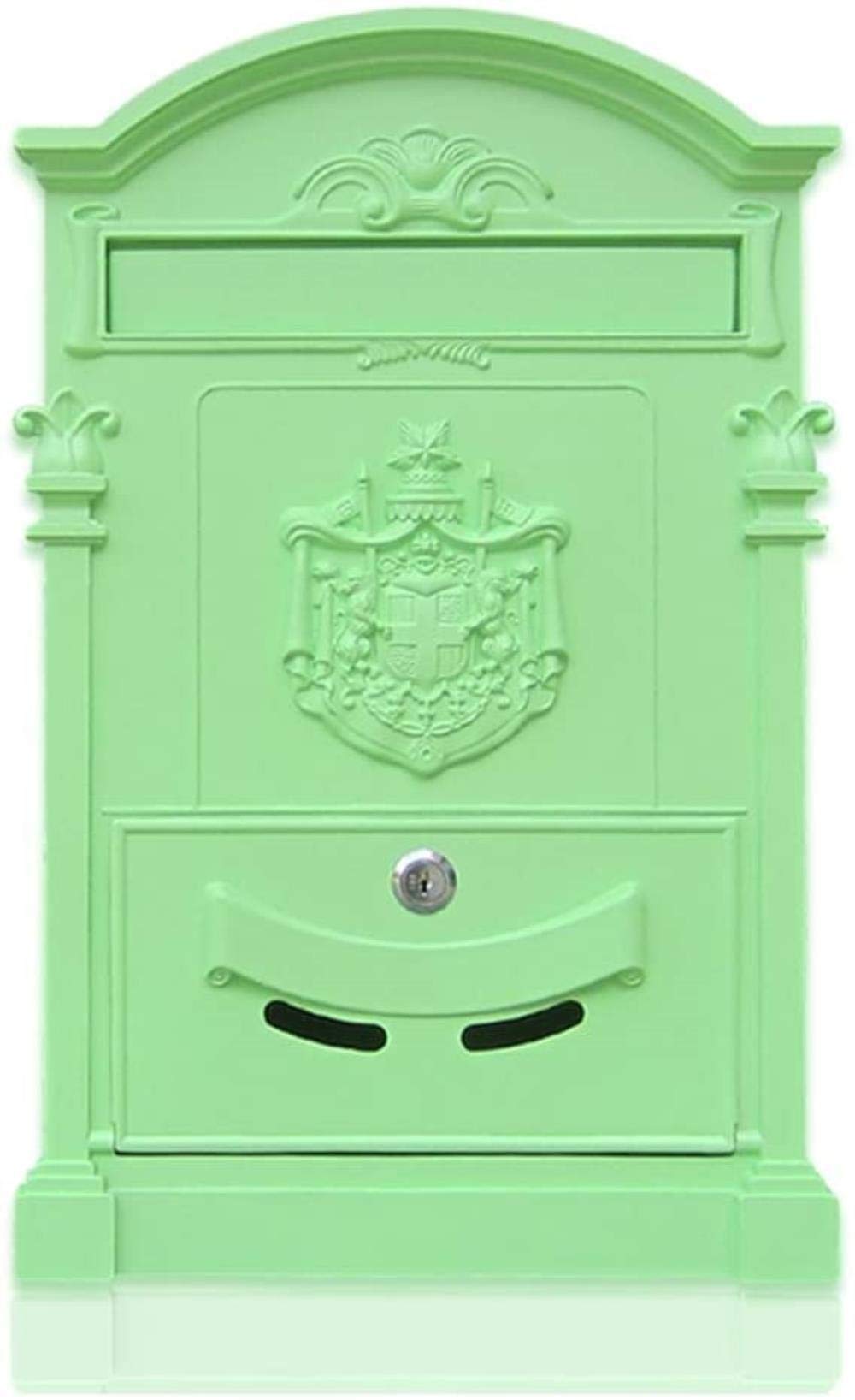 Green Wall-Mounted Waterproof Mailbox - Decorative Outdoor Letter Box for Home & Garden | Perfect for Front Door, Porch, and Yard Decor