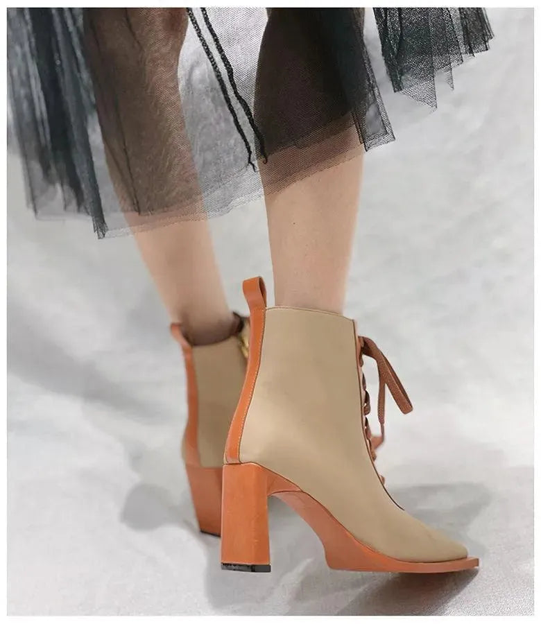 Stylish Block Heel Lace Up Ankle Boots for Women - Comfortable & Fashionable Footwear for Office, Party & Everyday Wear