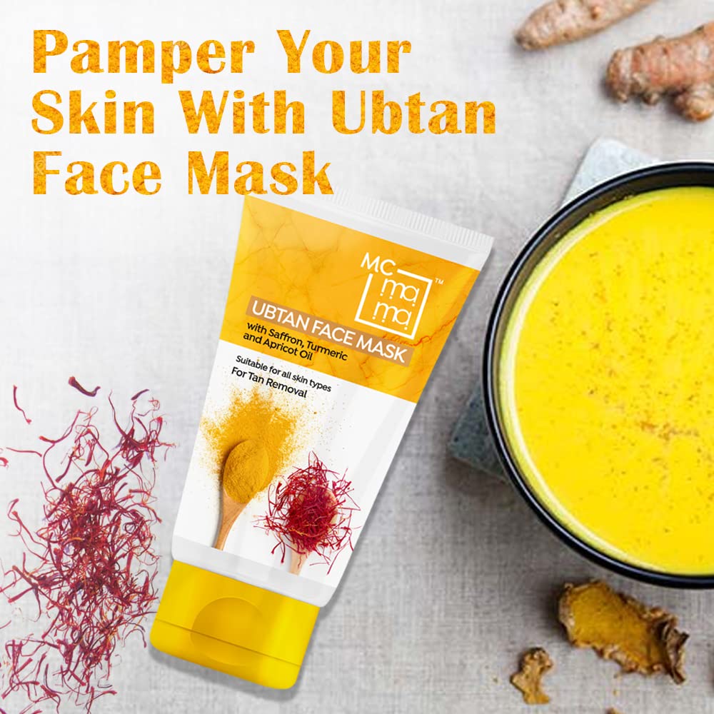 BEAUTYRELAY LONDON MC Mama Ubtan Face Mask - Saffron & Turmeric Brightening Mask for Tan Removal, Blemish Reduction & Glowing Skin (200g) | Perfect for Daily Skincare Routine & Post-Sun Care