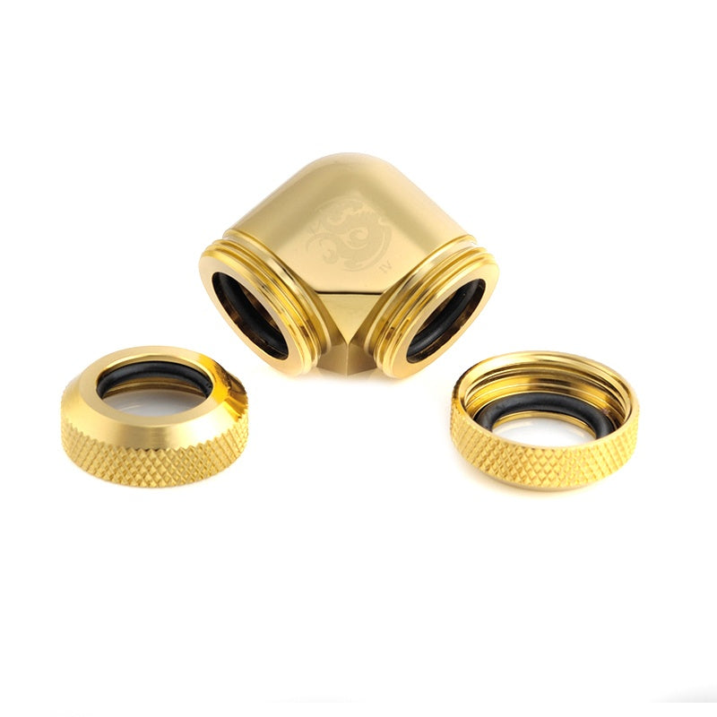 Bitspower 90 Degree Dual Multi Link Fitting for 12mm OD True Brass - Perfect for Custom PC Water Cooling Loops and Hardline Tubing Systems