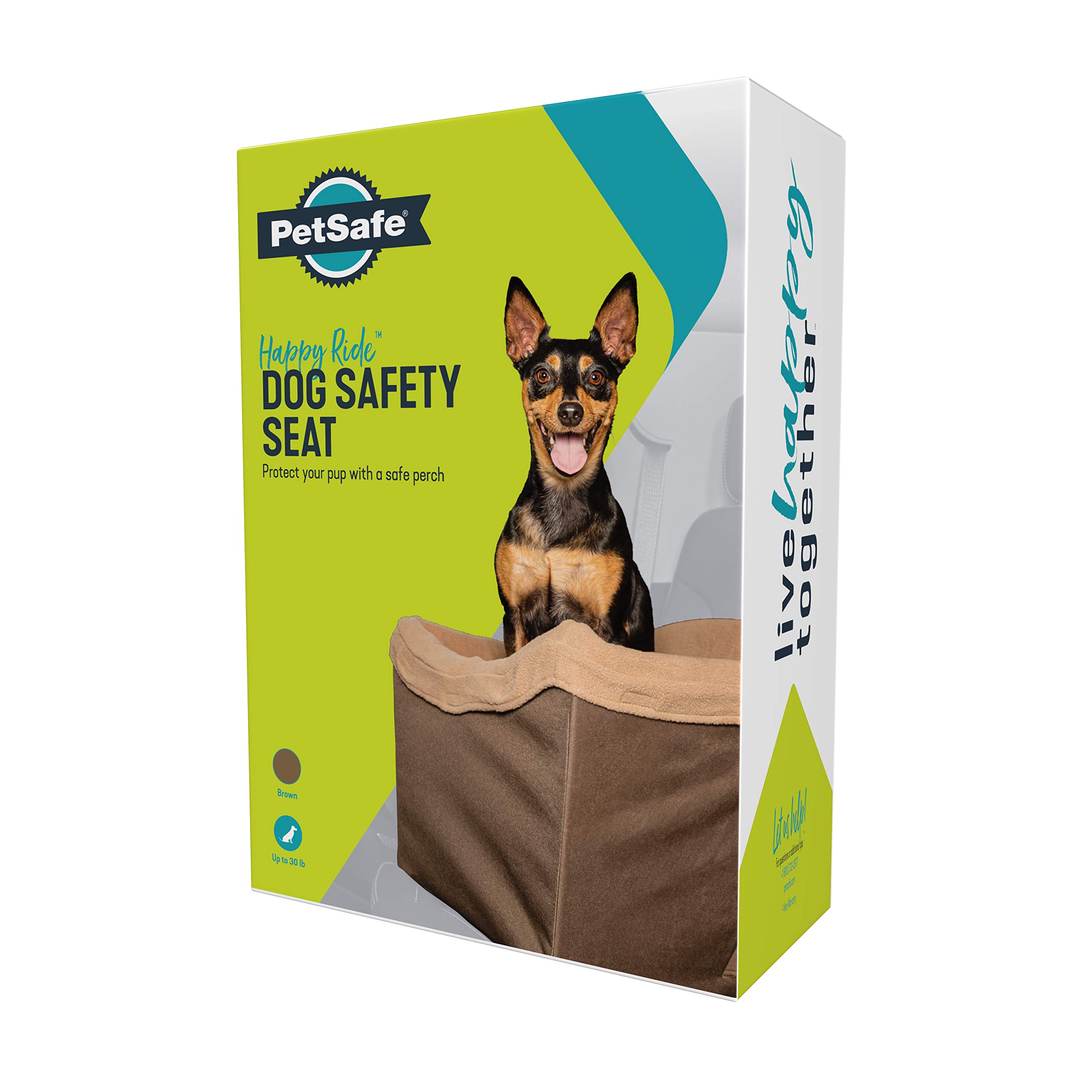 PetSafe Happy Ride Dog Safety Seat for Small & Medium Dogs – Universal Fit for Cars, Trucks & SUVs – Washable Fleece Liner – Supports Pets up to 30 Lb – Protects Car Seats from Hair & Scratches – Perfect for Road Trips, Vet Visits & Daily Commutes