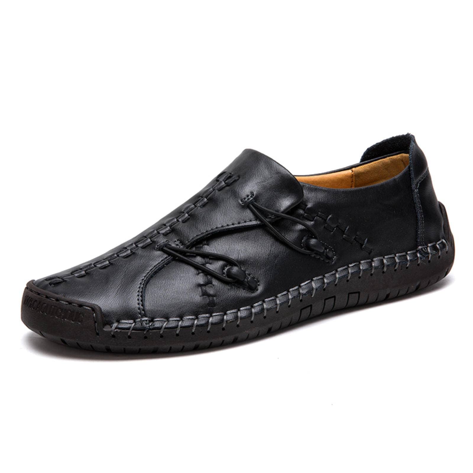 Premium Men's Leather Loafers - Comfortable Casual & Driving Shoes - Breathable Moccasin Flats for Work, Travel & Everyday Wear