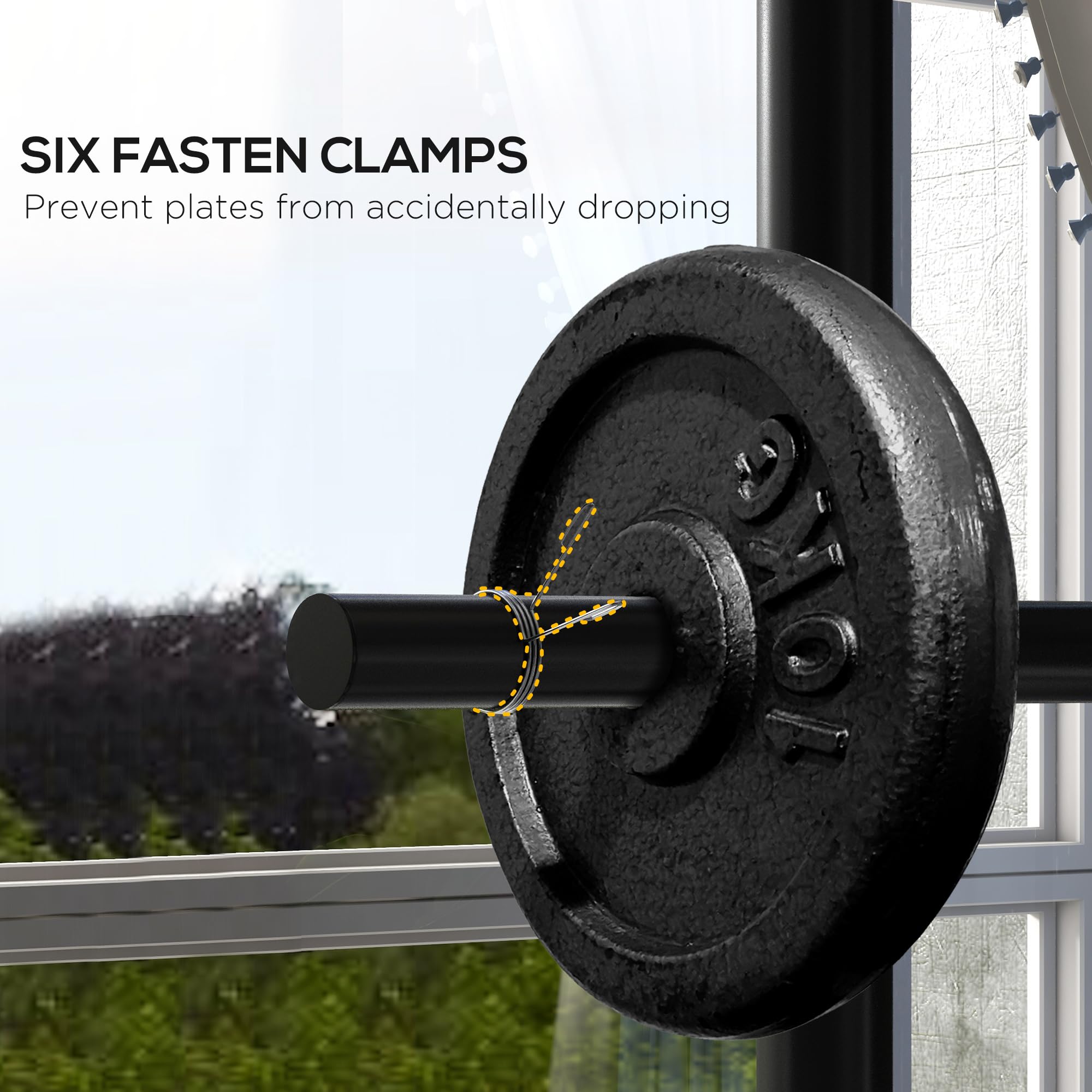 Soozier 2 Inch Olympic Weight Plate Rack Holder - Heavy Duty 440 lbs Capacity with 4 Wheels & 6 Clamps - Perfect for Gym Storage & Weight Plate Organization - Ideal for Home Gyms, Commercial Fitness Centers & CrossFit Workouts