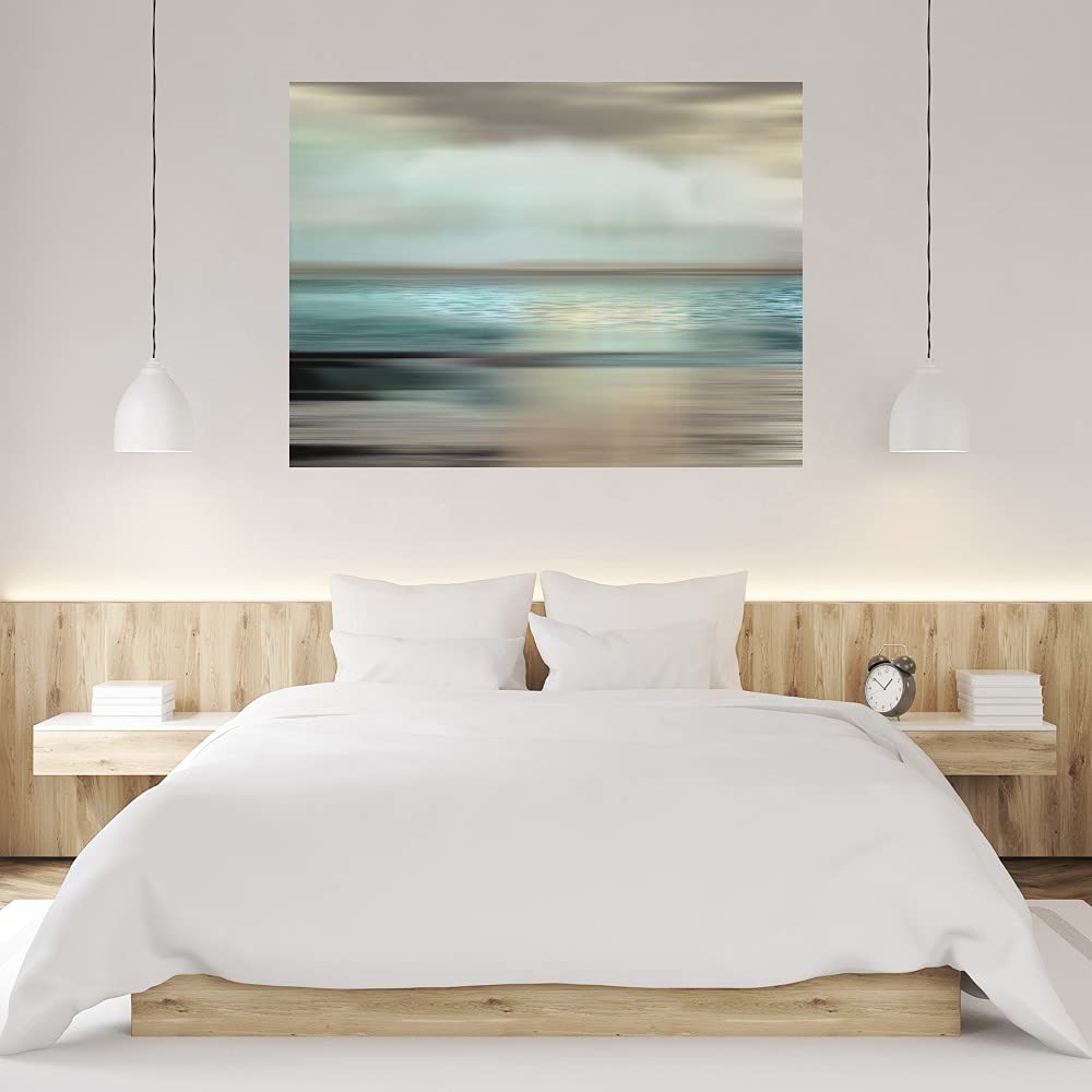 Shimmering Sea Fine Art Canvas Wall Decor - Hand Painted by Artist Nan - 32x24 Inches - Ready to Hang - Perfect for Living Room, Bedroom, Office & More - Coastal Home Decor for Beach Houses & Nautical Themed Spaces