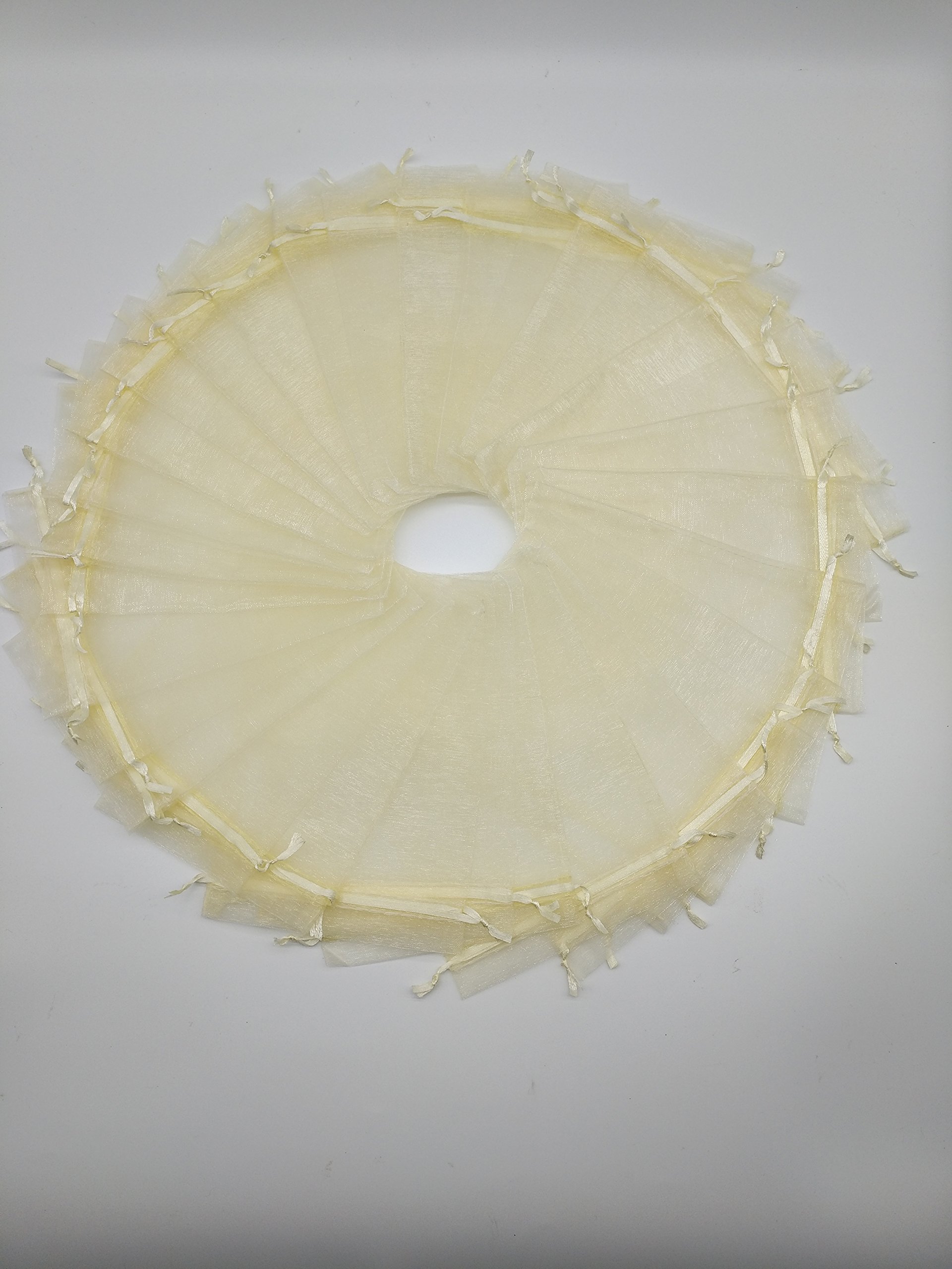 Ankirol 100pcs 5x7'' Sheer Organza Favor Bags for Wedding, Party Favors, Gift Bags, Samples & Display - Drawstring Pouches in Champagne - Perfect for Bridal Showers, Baby Showers & Special Events