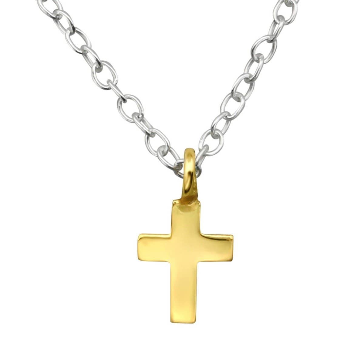 14K Gold Plated Sterling Silver Cross Necklace for Women - Elegant Religious Jewelry Gift for Baptism, Confirmation & Everyday Wear