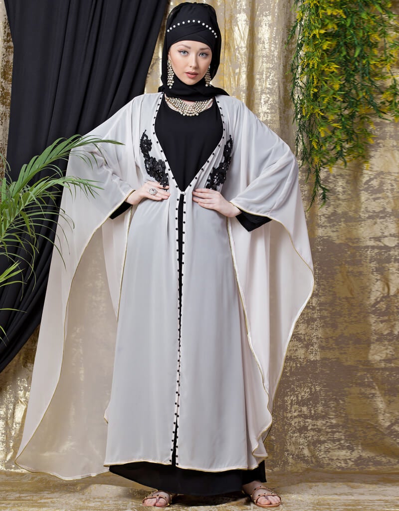 Elegant Embroidered Arabic Butterfly Abaya Kaftan Dress in Light Pink - Perfect for Eid, Weddings & Special Occasions