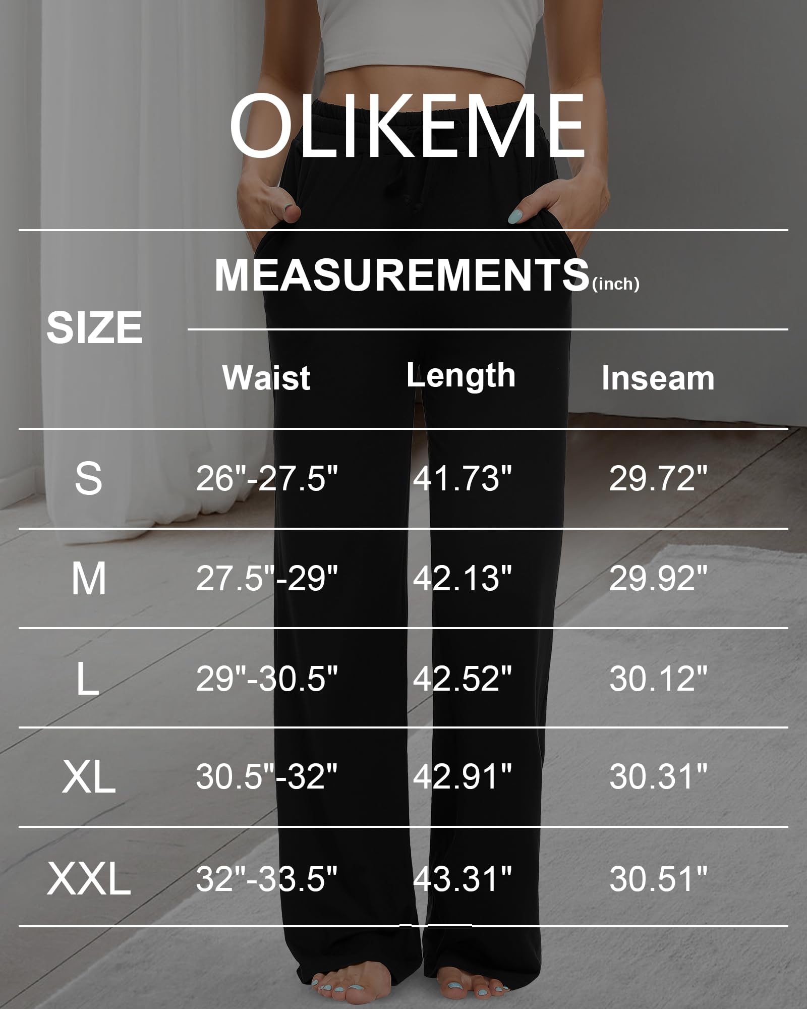 OLIKEME Women's High Waisted Wide Leg Sweatpants - Soft Lounge Pants with Drawstring & Pockets - Lightweight Comfort for Yoga, Workout & Home Relaxation