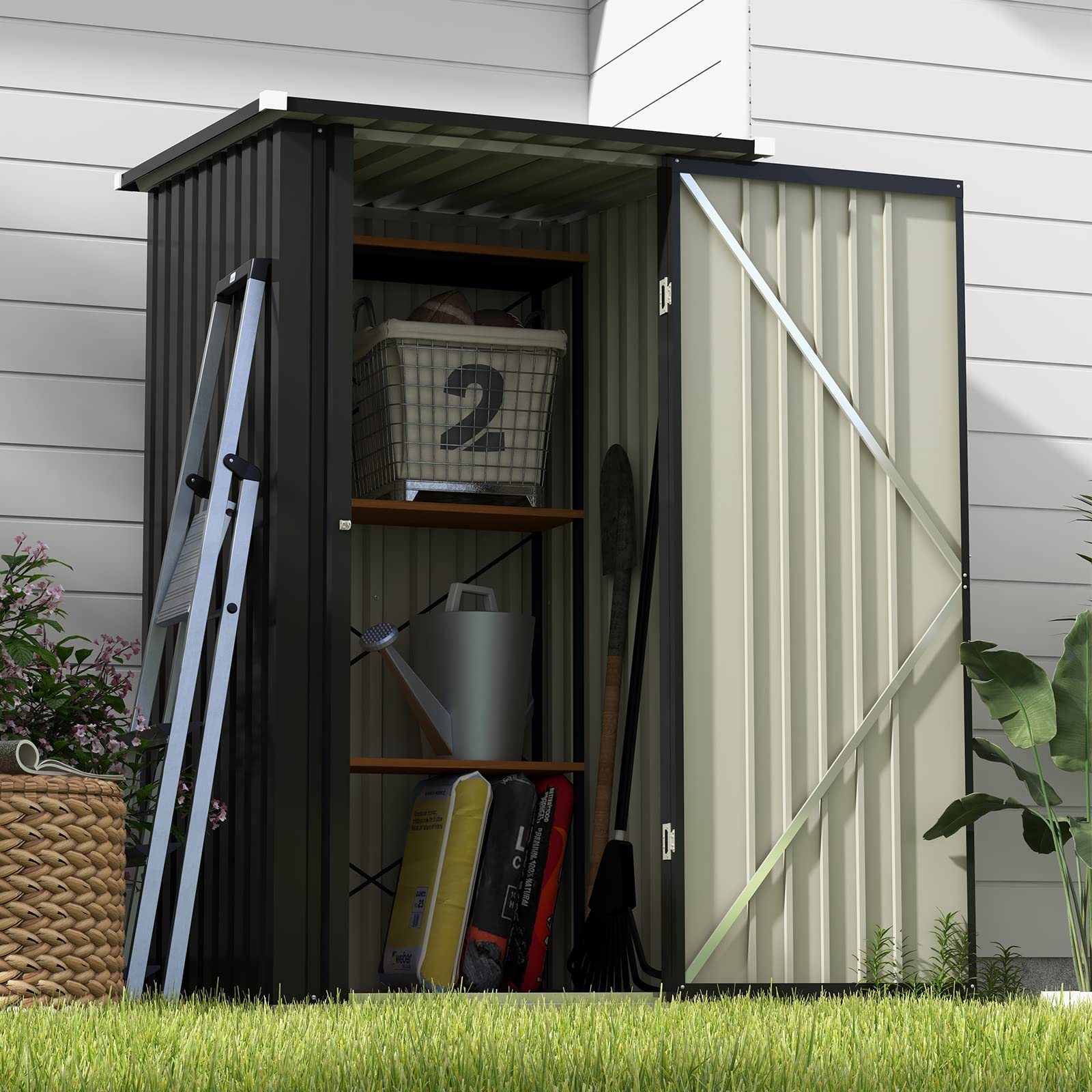 **Patiowell 3x3 FT Outdoor Storage Shed - Small Garden Tool Shed with Sloping Roof & Lockable Door - Perfect for Backyard, Patio, Lawn & Garage Organization**