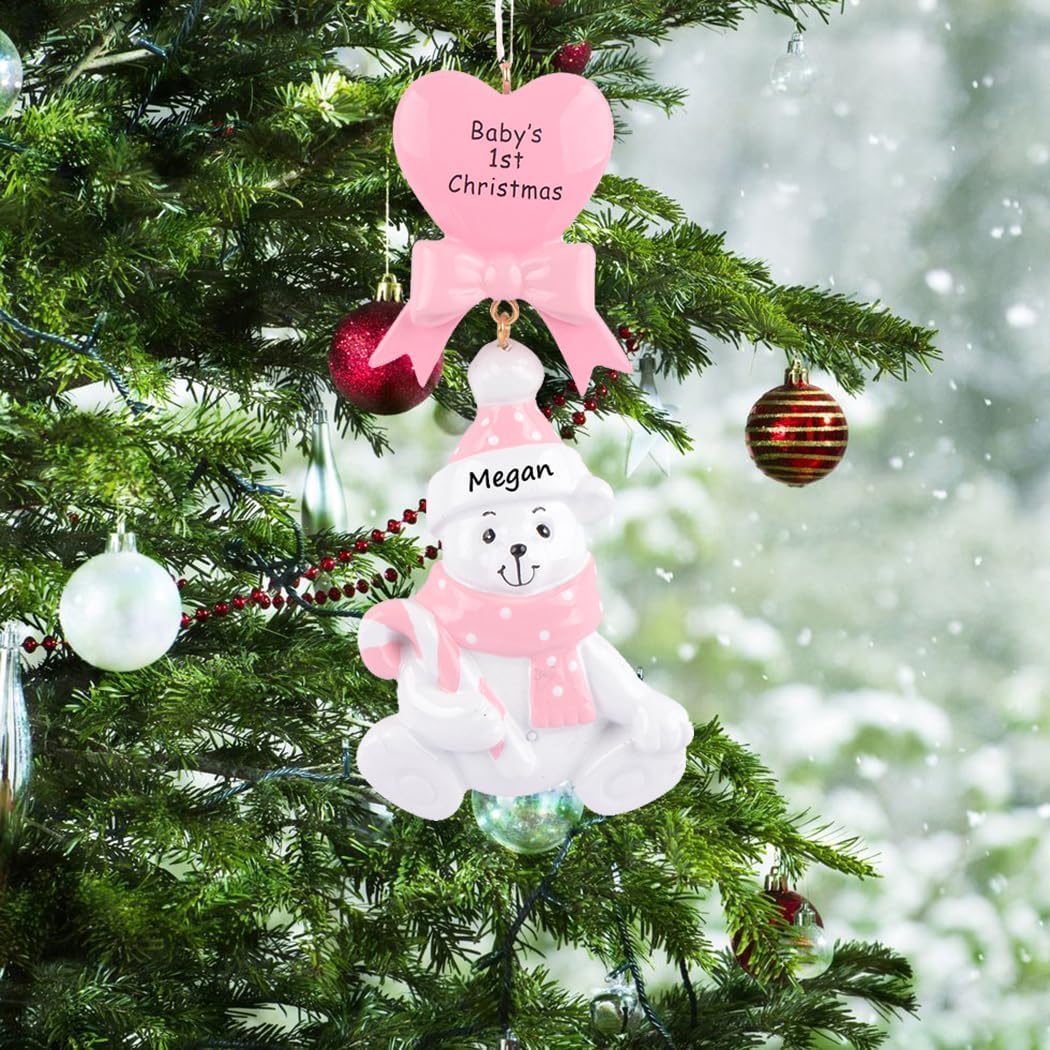 Personalized Blue Baby Bear Ornament 2024 - First Christmas Keepsake Gift for Baby Boy - Nursery Decor & Baby Shower