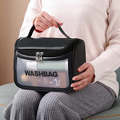Trendy Multi Functional Large Cosmetic Bag with Hook - Travel Makeup Organizer & Storage Pouch for Women | Perfect for Travel, Gym, Home & Daily Use (Black)