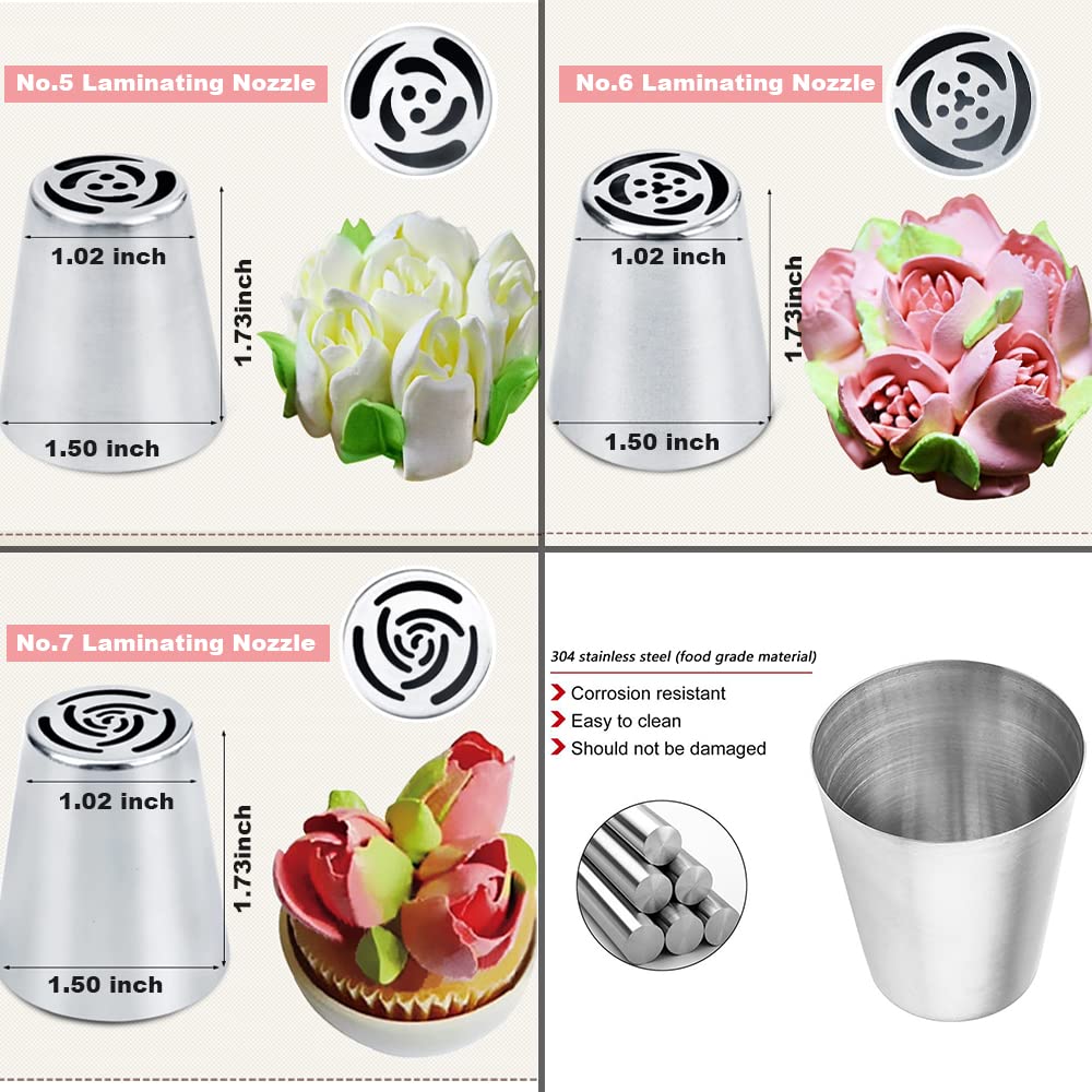 Suuker Russian Piping Tips Set - 7 Piece Stainless Steel Cupcake Decorating Kit with Flower Shaped Frosting Nozzles | Professional Baking Tools for Cakes, Cookies & Pastry Decor | Perfect for Birthday Parties, Wedding Cakes & Home Baking
