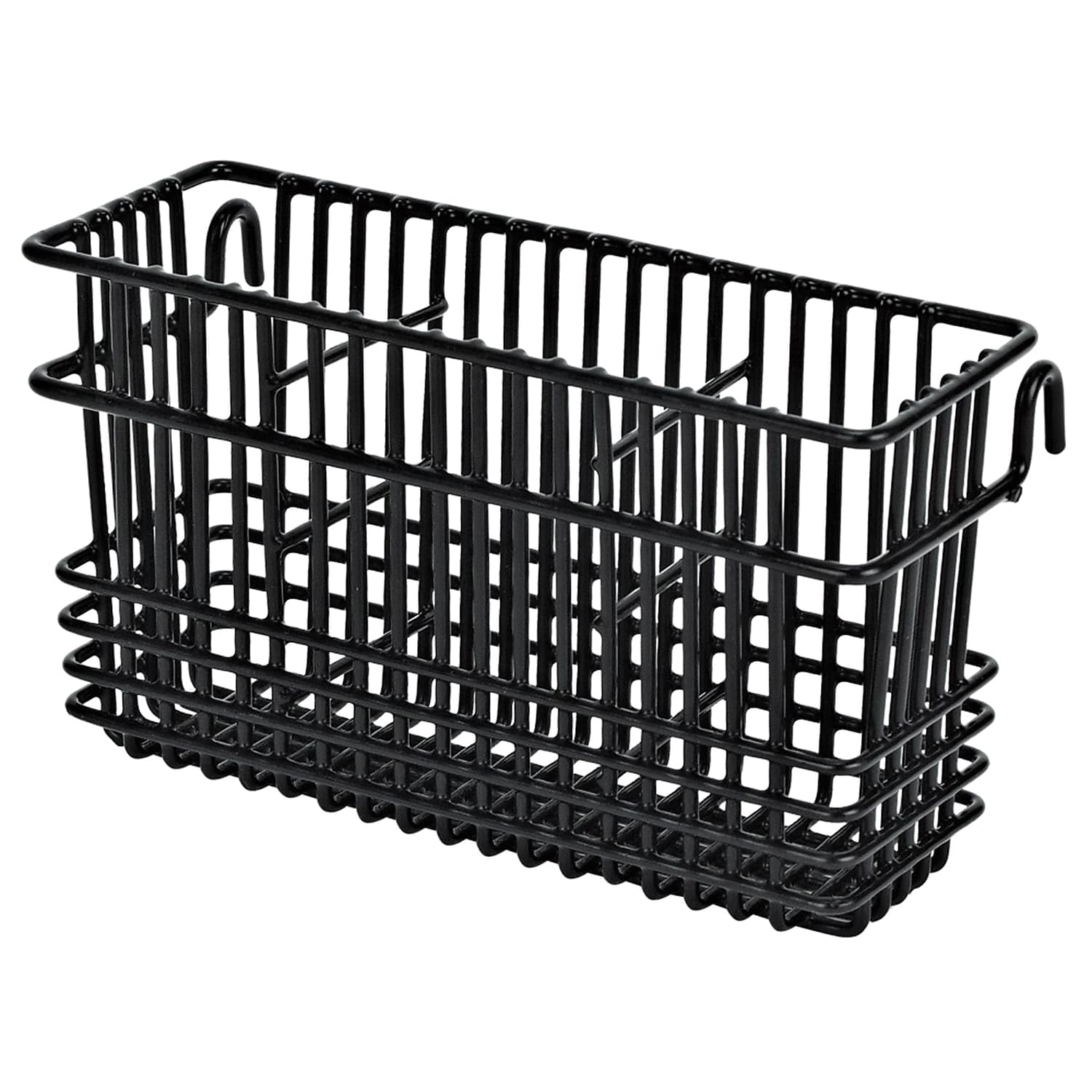 Better Houseware Cutlery Drying Basket with Hooks - Black Coated Steel Wire - 3 Compartments - Fits Most Dish Racks - Utensil Drying Rack for Sink - Perfect for Kitchen Organization and Drying Knives, Forks, Spoons After Washing