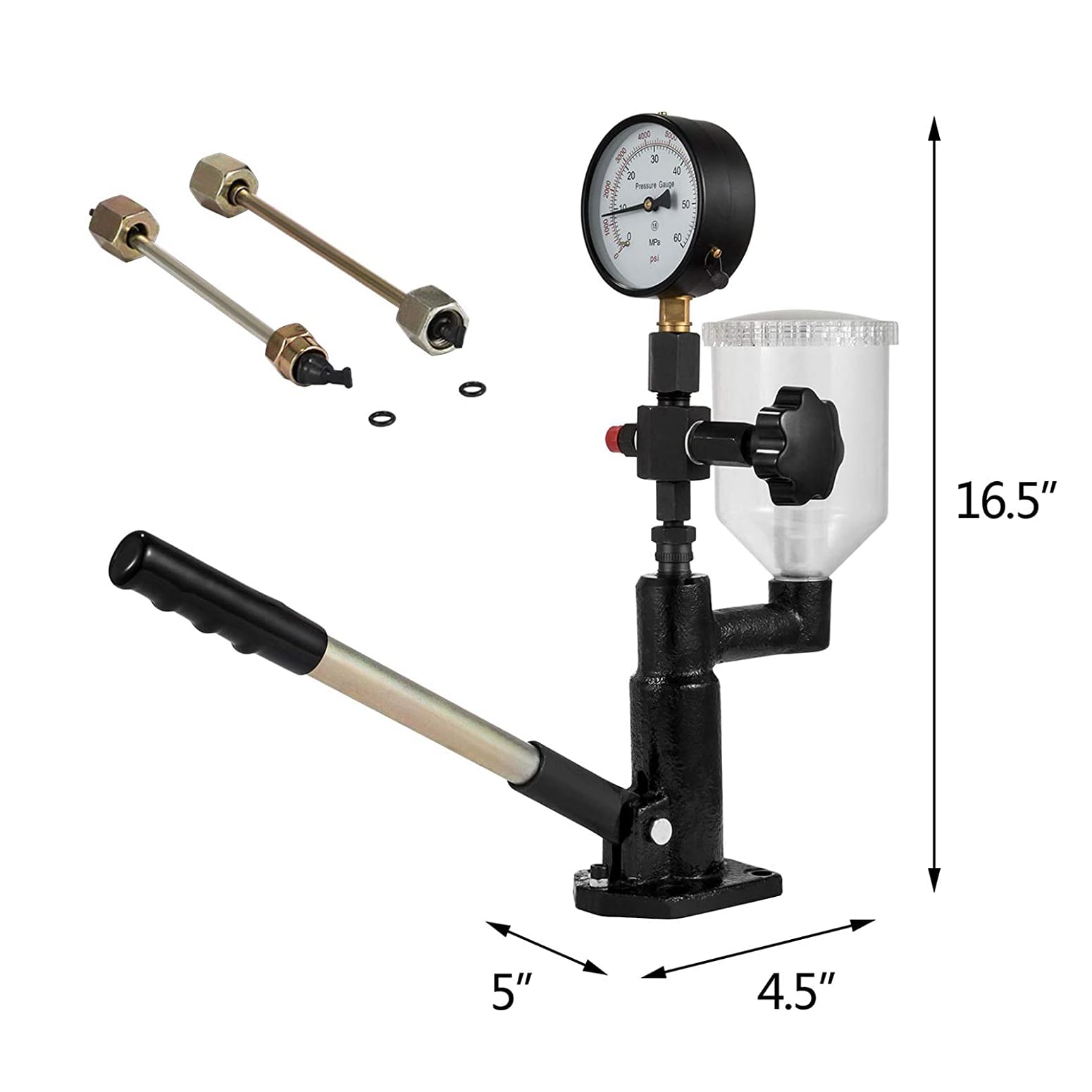 400Bar 6000PSI Diesel Fuel Injector Tester Kit - Dual Scale Gauge for Adjusting & Testing Injector Nozzle Pop Pressure - Perfect for Diesel Engine Repair Shops & Automotive Maintenance