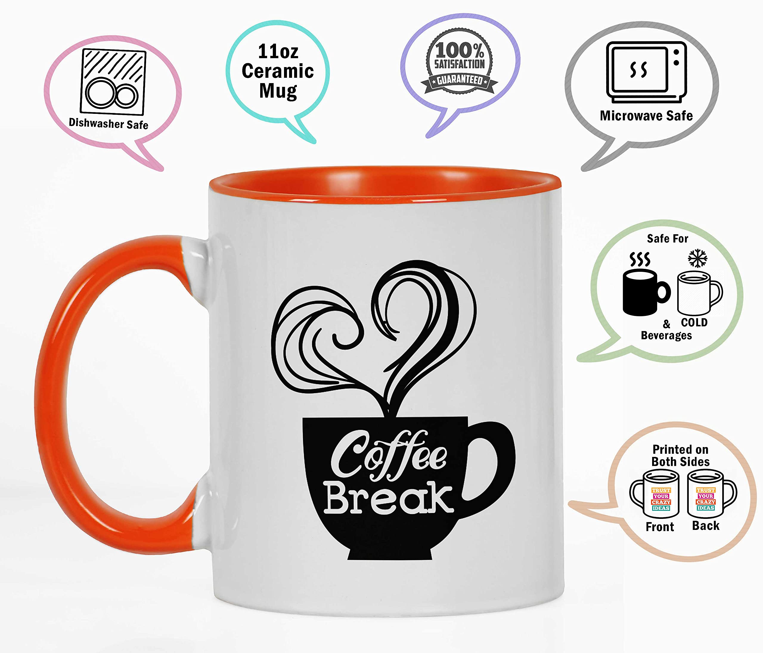 11 Oz Ceramic Coffee Mug - Perfect Gift for Coffee Lovers, Coworkers & Bosses - Durable Orange Coffee Cup for Office, Home & Daily Use