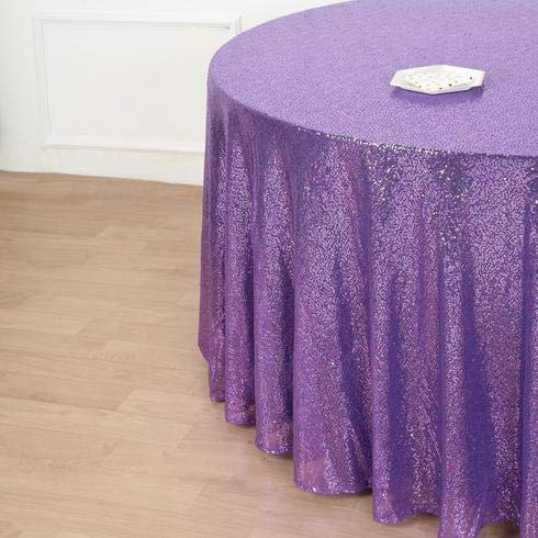 132 Inch Sequin Round Tablecloth - Big Payette Purple Premium Quality for Wedding, Birthday, Christmas Party & Hall Decoration | Elegant Dining & Event Table Cover