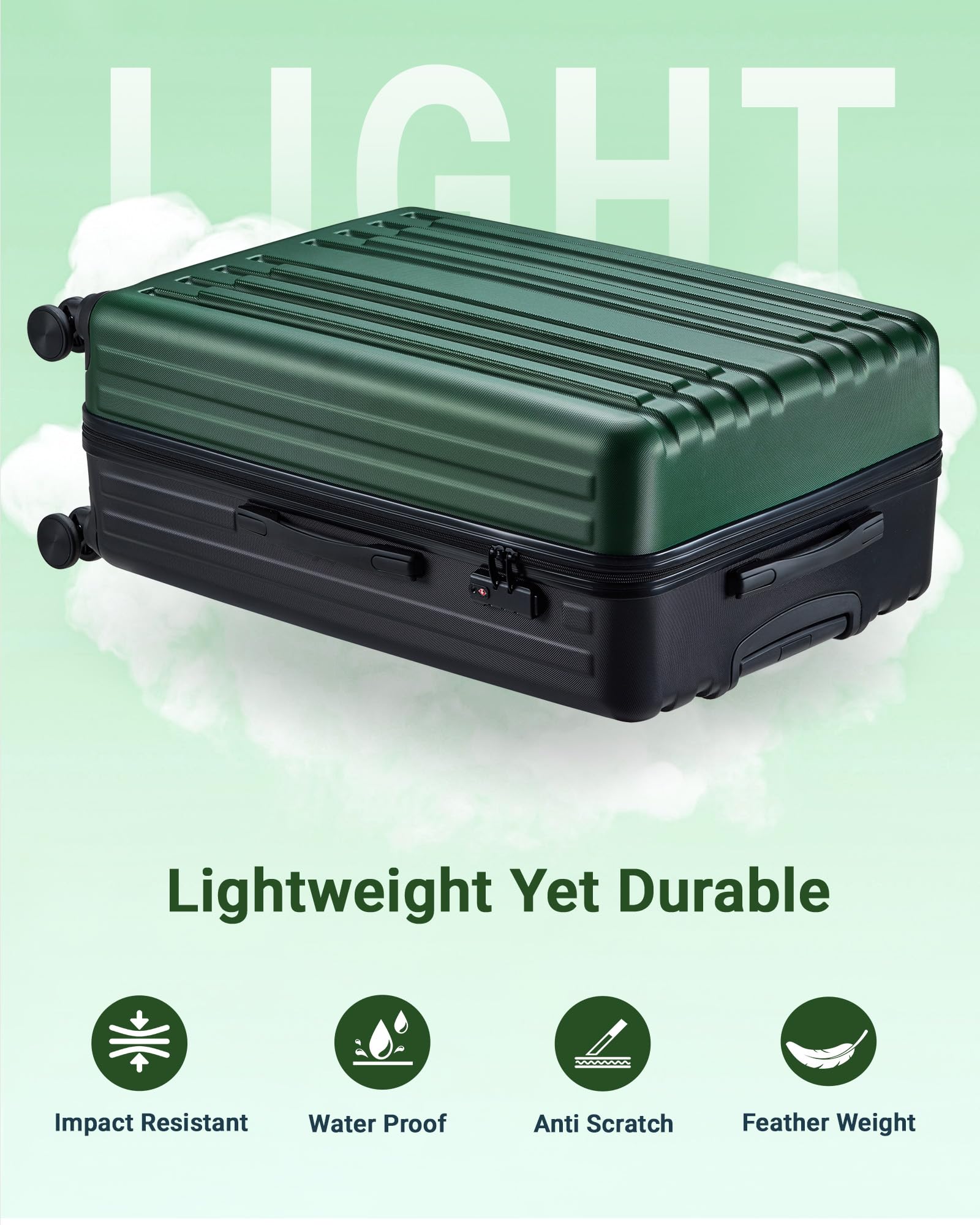 2-Piece Lightweight Hardside Luggage Set with 360° Spinner Wheels - 20