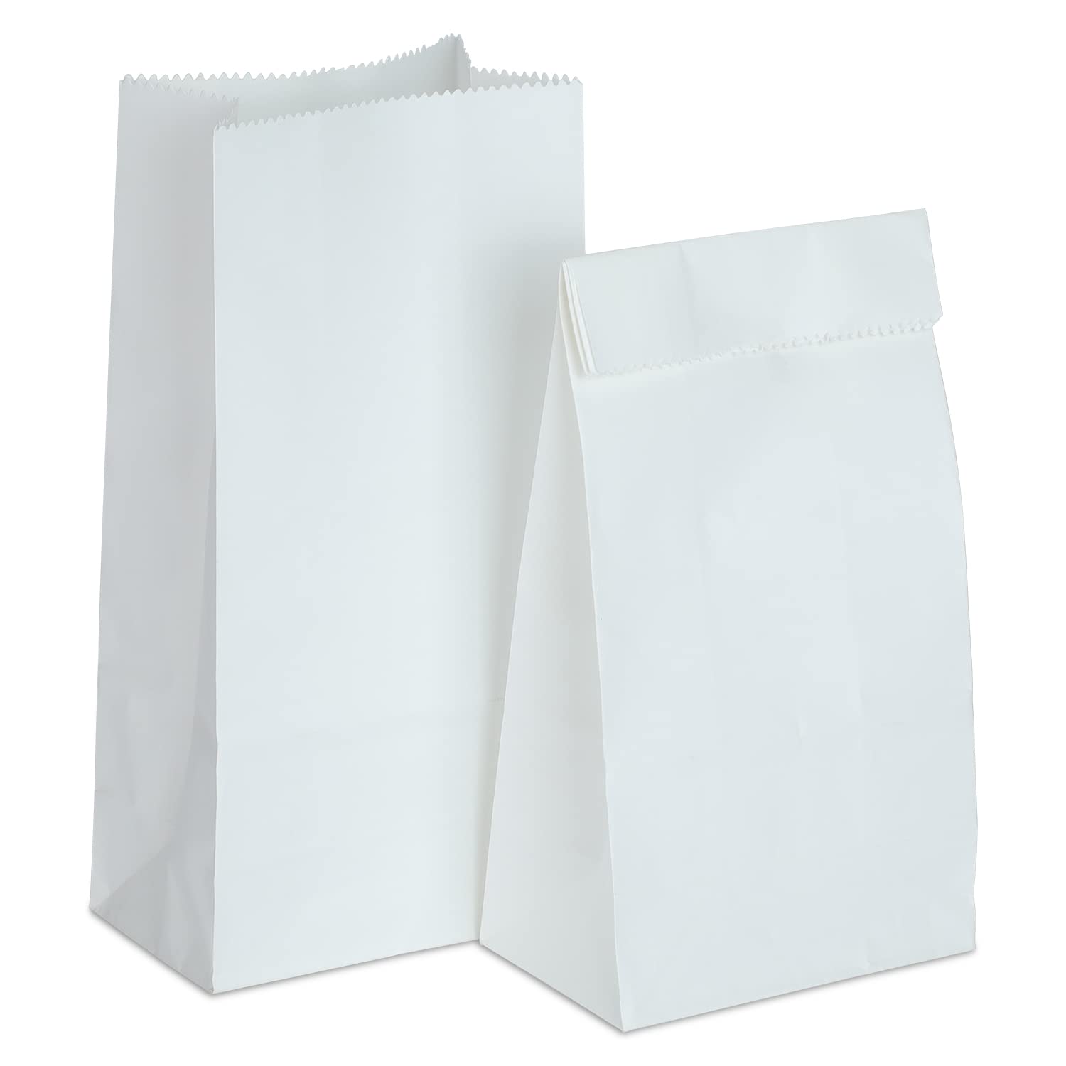 Kslong 100PCS Mini White Paper Bags - 3.5x2.2x6.7 Inch Small Kraft Paper Treat Bags for Candy, Snacks, Popcorn, Lunch & Party Favors | Bulk Food Packaging for Weddings, Baby Showers, Birthday Parties & Thank You Gifts