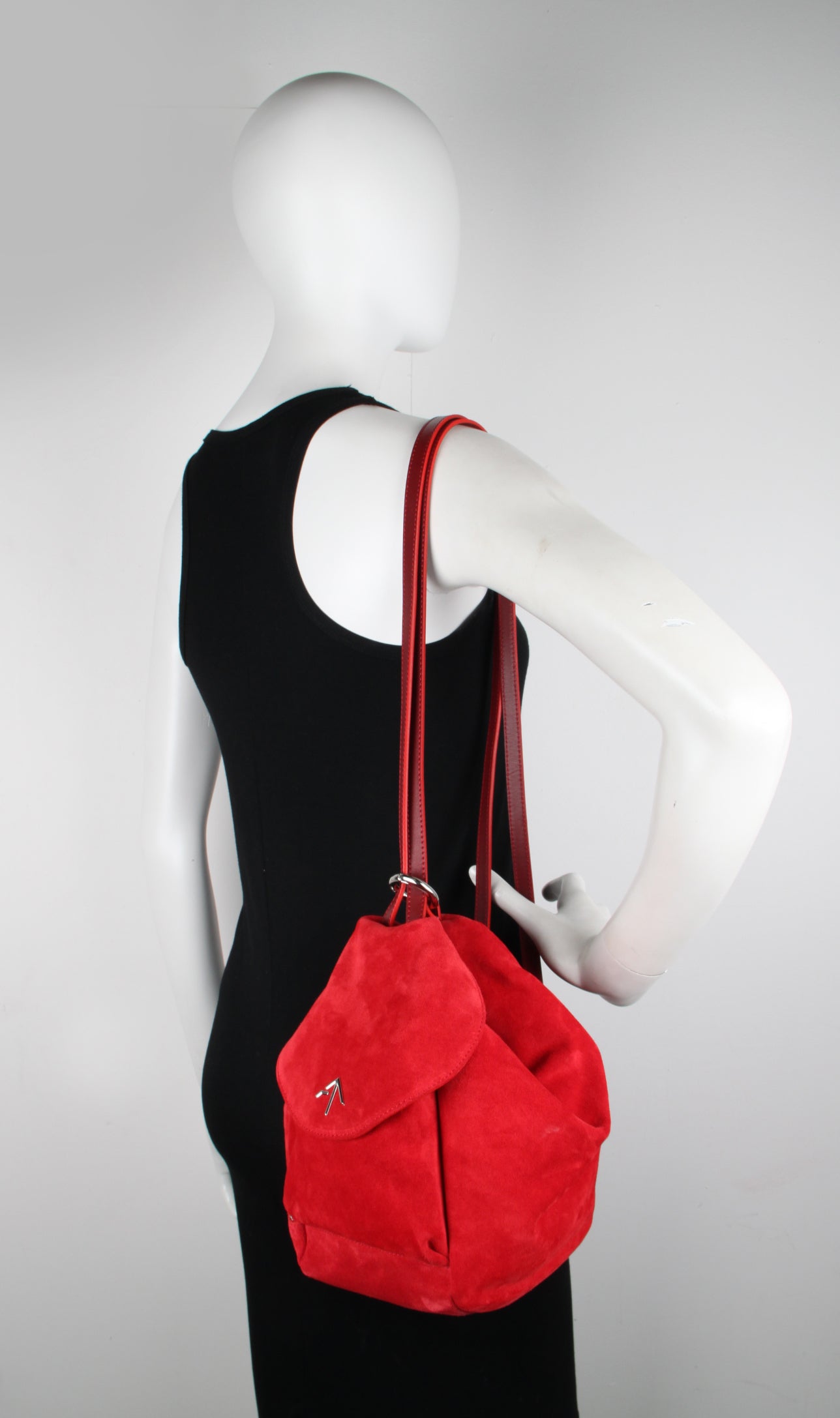 Premium Suede Fernweh Backpack in Red - Stylish & Durable Travel Backpack for Hiking, Commuting & College | Water-Resistant & Spacious Design