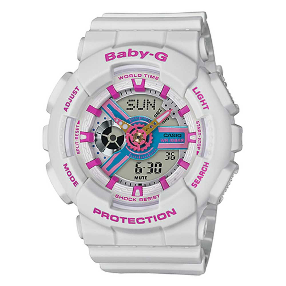 CASIO BABY-G BA-110NR-8ADR Digital Quartz Women's Watch - White Resin Band, Shock Resistant, Water Resistant for Swimming, Running & Outdoor Sports