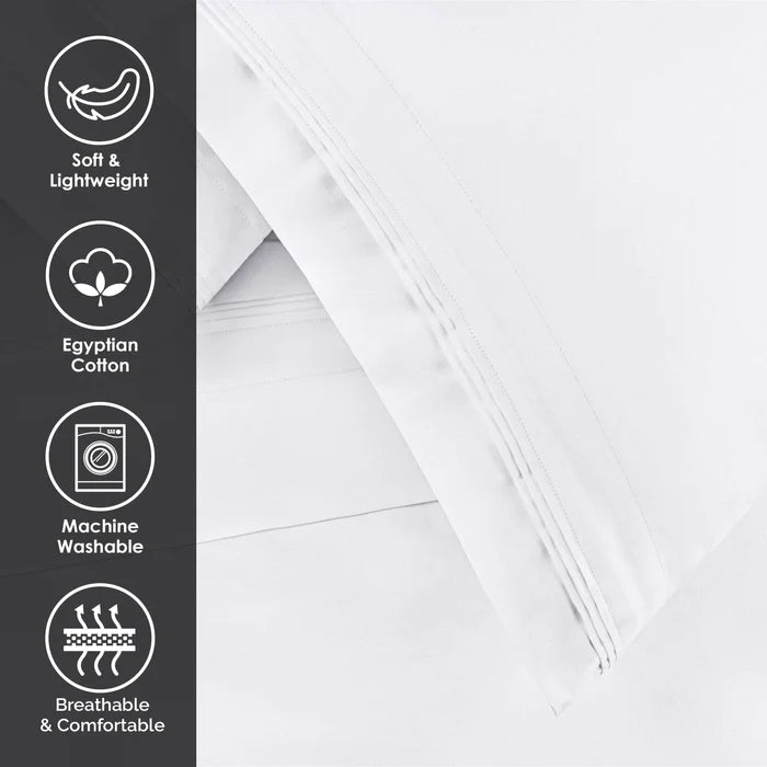 Premium 650 Thread Count Egyptian Cotton Pillowcase Set - Ultra Soft & Breathable for a Luxurious Sleep Experience | Perfect for Bedroom, Hotel, or Gift