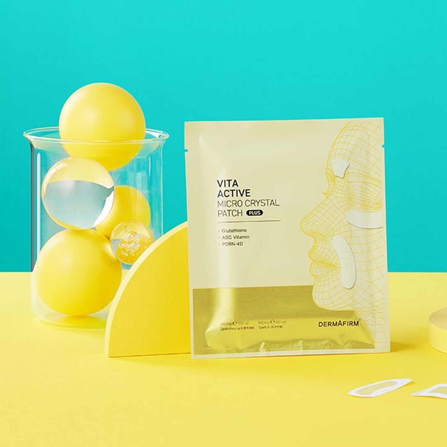 DERMAFIRM Vita Active Micro Crystal Patch Plus - 1ea / 1box (3ea) | Brightening & Hydrating Face Patches for Glowing Skin | Perfect for Nighttime Skincare Routine & Travel Essentials