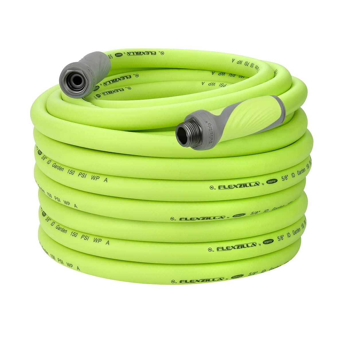 Flexzilla 5/8 in. x 100 ft. Heavy Duty Lightweight Garden Hose with SwivelGrip - Drinking Water Safe, Kink-Free, ZillaGreen (HFZG5100YWS-E) - Perfect for Lawn Care, Gardening, Car Washing & Outdoor Watering