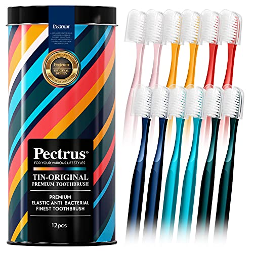 PECTRUS Extra Soft Manual Toothbrushes for Adults & Seniors - Gentle Bristles for Sensitive Teeth & Receding Gums - Eco-Friendly Recycled Packaging - Pack of 12 Medium Toothbrushes - Perfect for Travel, Daily Oral Care & Sensitive Mouths