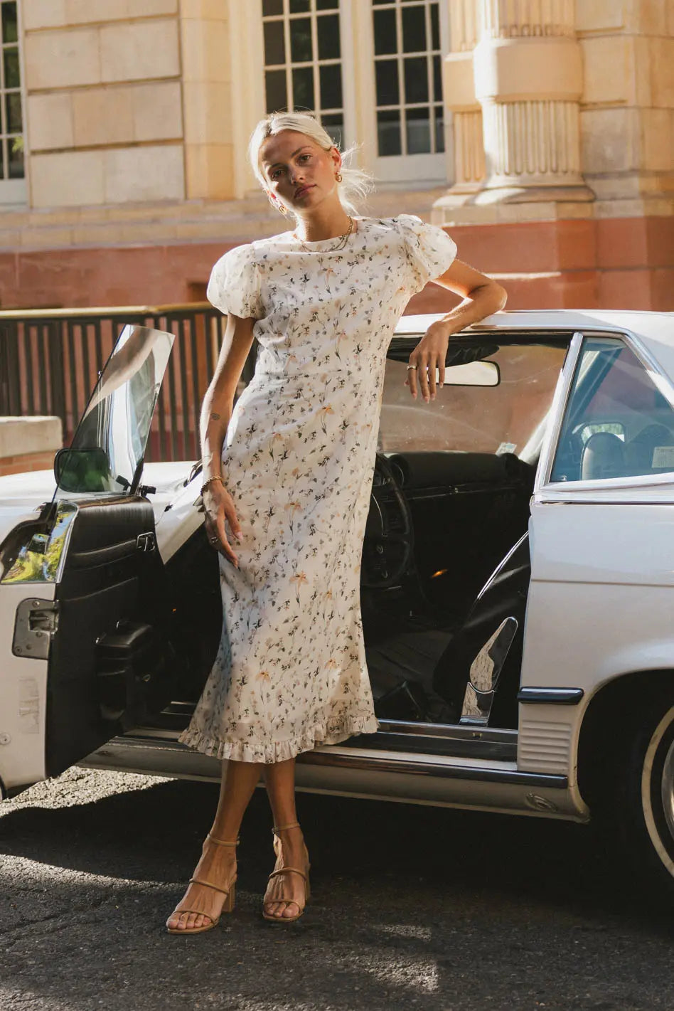 Beem Floral Midi Dress for Women - Summer Boho Flowy Dress with Short Sleeves - Perfect for Beach Vacations, Date Nights & Outdoor Parties