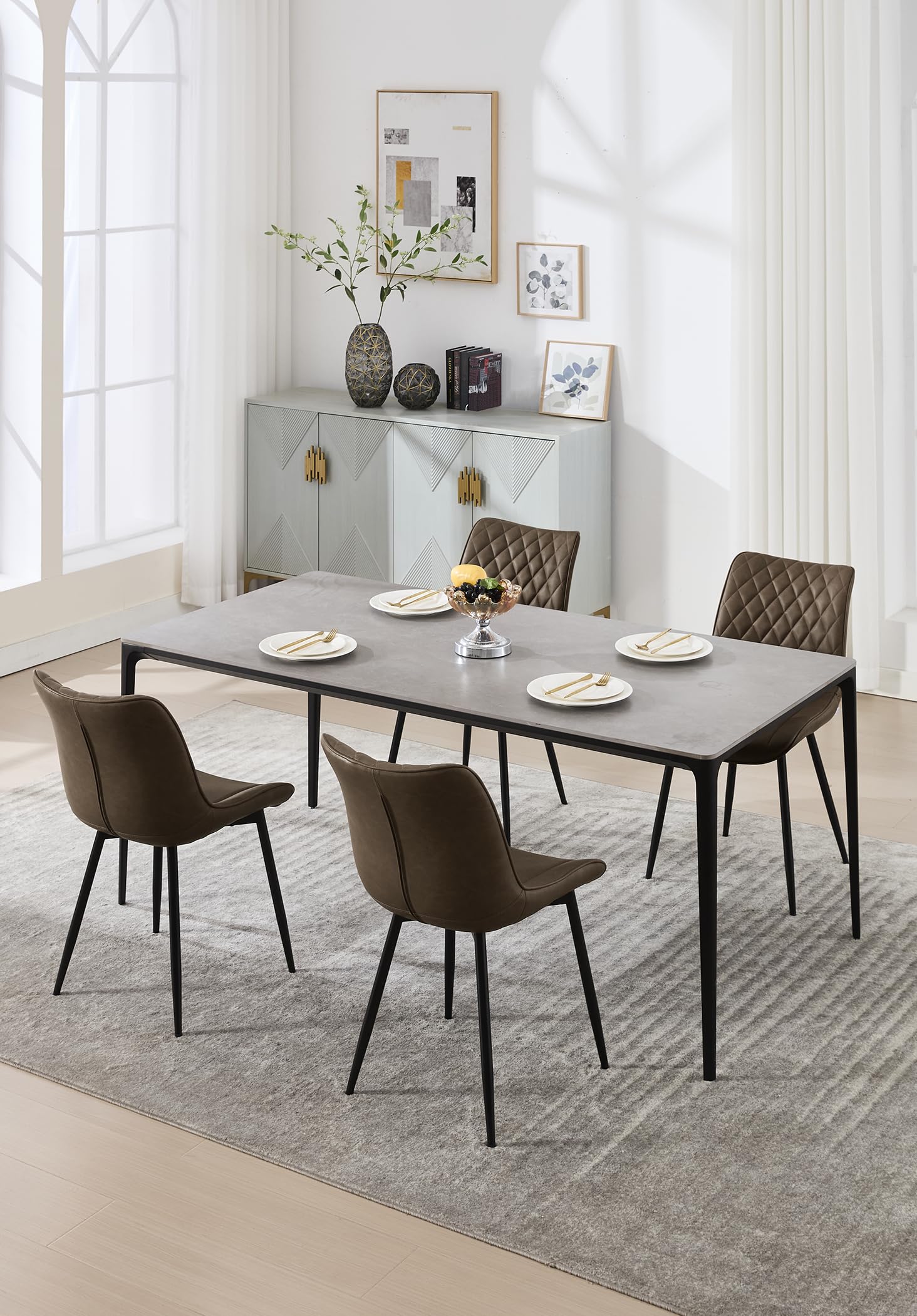 WOLTU 2-Piece Dining Chair Set - Brown Leatherette Kitchen Counter Chairs with Backrest & Padded Seat for Living Room, Lounge & Reception Areas | Perfect for Breakfast Nooks, Kitchen Islands & Small Spaces