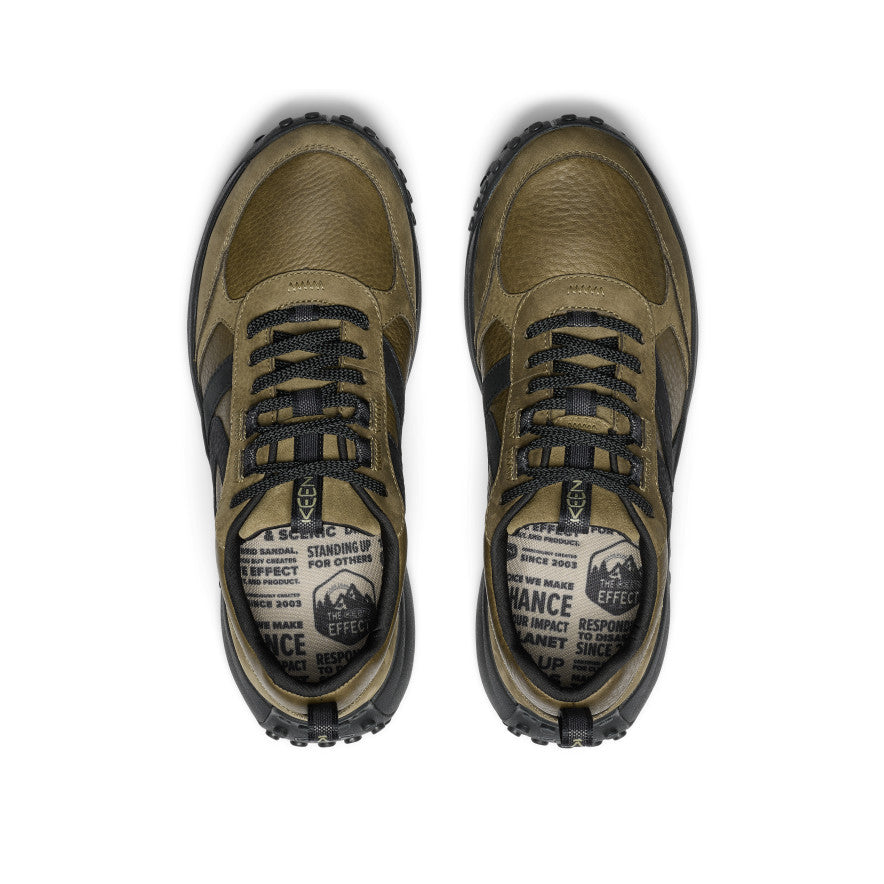 KS86 Men's Leather Sneakers - Dark Olive/Black | Comfortable & Stylish Casual Shoes for Walking, Travel & Everyday Wear