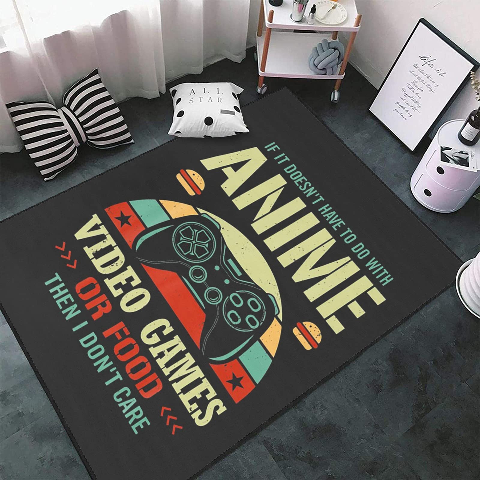 Premium Non-Slip Gamer Rug - 5.2'x7.5' Video Game & Anime Themed Carpet for Bedroom, Living Room, Gaming Room - Soft Floor Mat for Home Decor & Gaming Setup