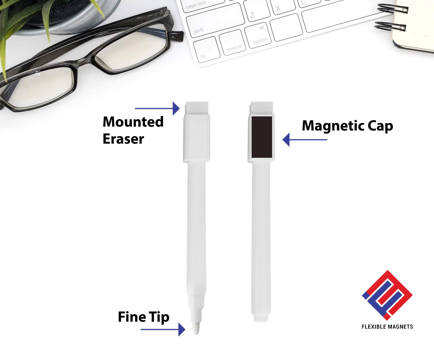White Liquid Chalk Markers for Blackboard, Glass & Windows - Pack of 2 with Eraser & Magnetic Back - Perfect for Restaurants, Classrooms & DIY Home Decor