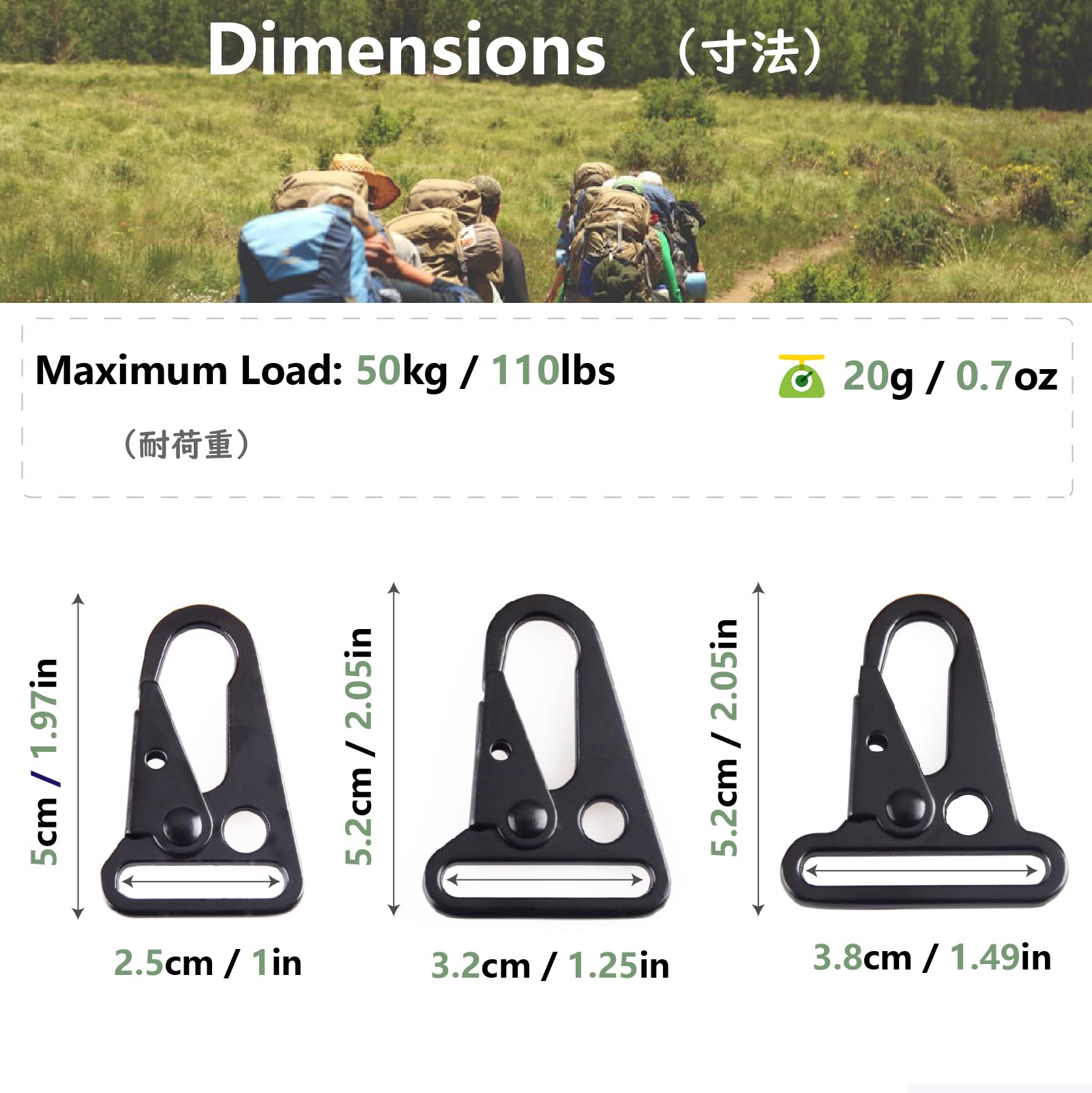 JEELAD Heavy Duty Tactical Carabiner Clips - Spring Loaded Keychain Hooks with Enlarged Mouth for Outdoor Gear, Backpacks, Paracord & Sling Accessories | Perfect for Camping, Hiking, EDC & Survival Equipment Organization