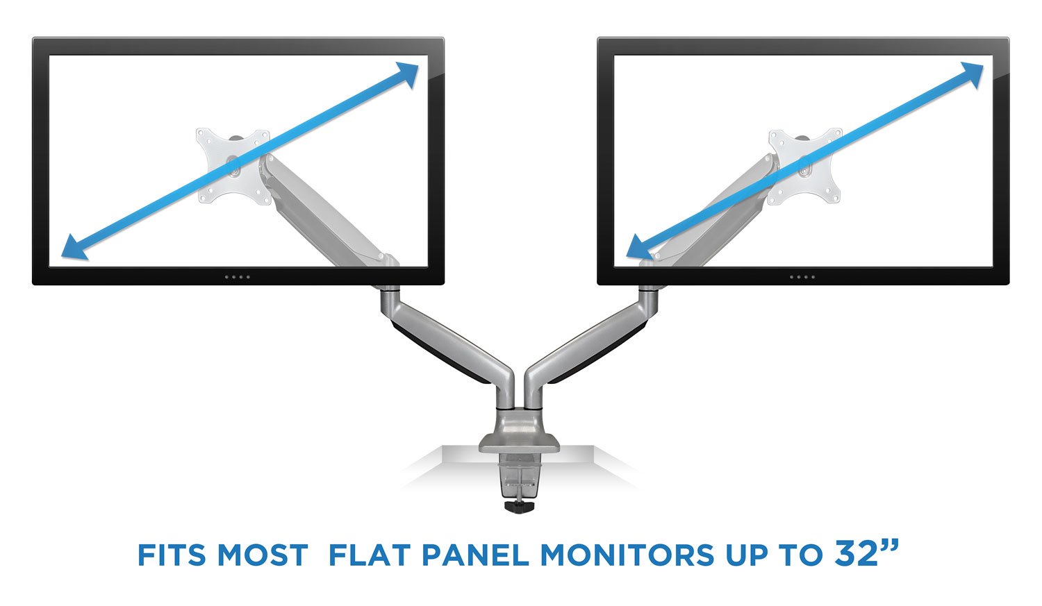 Mount-It! (MI-1772) Dual Monitor Arm Stand - Adjustable Gas Spring Mount for 2 Screens up to 32