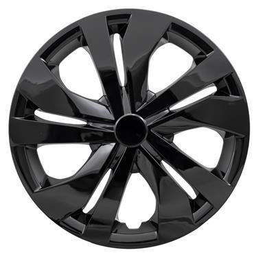 Premium 15 Inch Gloss Black Wheel Covers Hubcaps for 2017-2019 Nissan Versa - 5 Double Spoke Design - Durable Plastic Set of 4 - Perfect for Car Upgrades & Road Protection