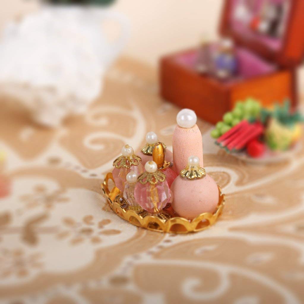 Miniature Perfume Bottles with Tray for Dollhouse - New Release Popular Collectible Accessories | Perfect for DIY Dollhouse Decor, Miniature Crafts & Gift Giving