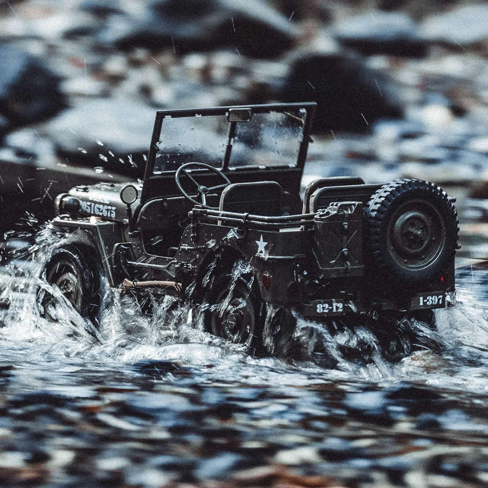 1/6 Scale FCX RocHobby 1941 MB Scaler 4x4 RC Truck - Hobby Grade Remote Control Car with 550 Brushed Motor & LED Lights for Adults (Battery & Charger Not Included) - Perfect for Off-Road Adventures, Backyard Crawling & RC Enthusiast Collections