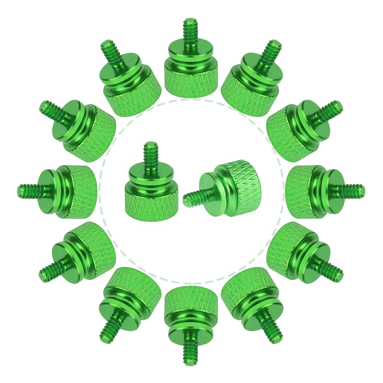 20-Pack 6-32 Thread Green Anodized Aluminum Thumb Screws for PC Case, Cover, PSU & HDD - Secure Fastening for Computer Builds & Upgrades
